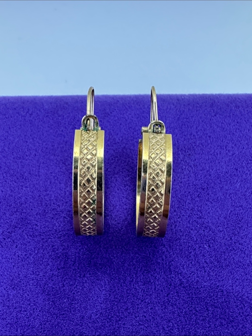 💛 Vintage 12k Gold Filled Textured Hoop Earrings